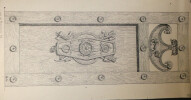 Vantail d'une double porte rue de Provence &agrave; Paris (&eacute;poque Ier Empire) - Dessin original sign&eacute;. Louis Henri Laffill&eacute;e