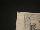 Vantail d'une double porte rue de Provence &agrave; Paris (&eacute;poque Ier Empire) - Dessin original sign&eacute;. Louis Henri Laffill&eacute;e