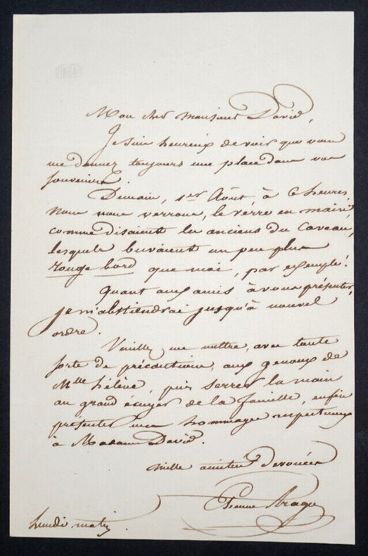 Etienne Arago, Homme Politique - LETTRE AUTOGRAPHE SIGN&Eacute;E. Etienne Arago