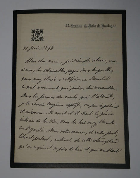 Paul HERVIEU Lettre autographe sign&eacute;e &agrave; L&eacute;on DAUDET - Mort d'Alphonse Daudet 1898. Paul Hervieu