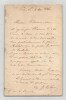 G&eacute;n&eacute;ral de Saint-Hilaire - Lettre autographe sign&eacute;e - 1886. G&eacute;n&eacute;ral de Saint-Hilaire