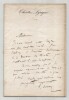 Ernest Reyer - Lettre autographe sign&eacute;e. Ernest Reyer