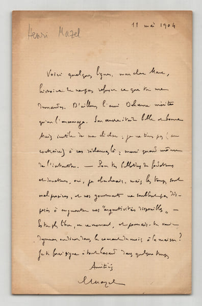 Henri Mazel - Lettre autographe sign&eacute;e - "les temps sont mal propices" - 1904. Henri Mazel