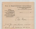 Henri Delacroix - Philosophe et psychologue - Lettre autographe sign&eacute;e - 1921. Henri Delacroix
