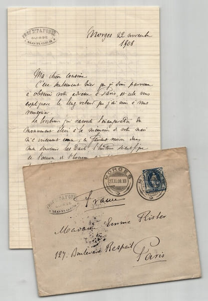 Fran&ccedil;ois-Alphonse Forel - Lettre autographe sign&eacute;e - Suisse Morges 1908 3p.. Fran&ccedil;ois-Alphonse Forel