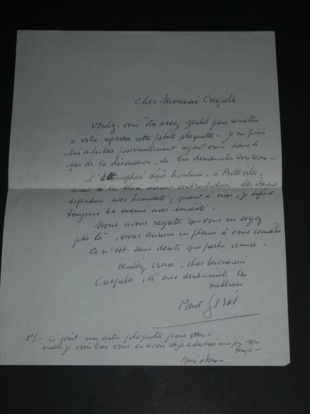 Paul d'Ivoi Romancier- LETTRE AUTOGRAPHE SIGN&Eacute;E &Agrave; M Crespelle pour une plaquette. Paul d'Ivoi