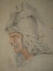 Dessin d'un homme au casque aill&eacute;. 