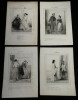 Les Lorettes - 4 lithographies extraites du Charivari. Gavarni, Paul (Sulpice Guillaume Chevalier, 1804–1866)