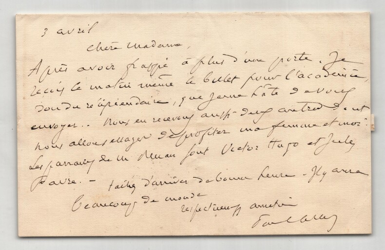 Paul Albert – Lettre autographe sign&eacute;e. Parrainage de Victor Hugo et Jules Favre. Paul Albert