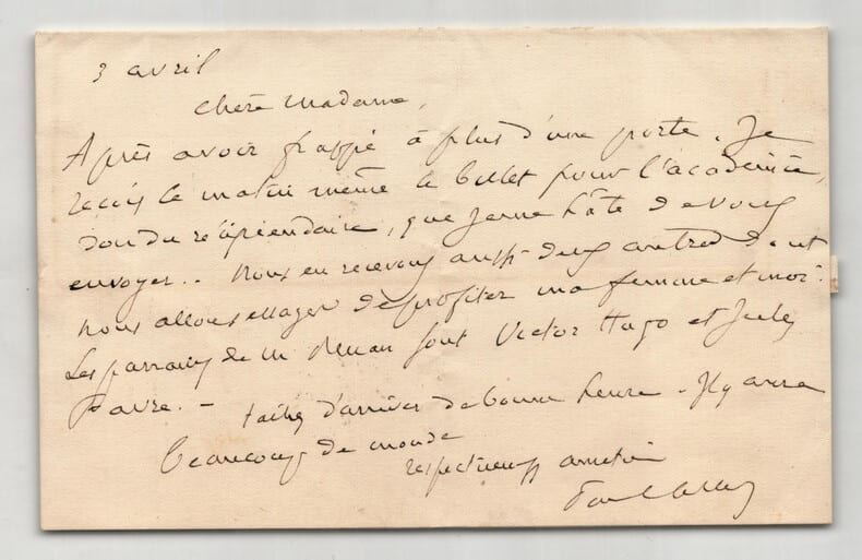 Paul Albert – Lettre autographe sign&eacute;e. Parrainage de Victor Hugo et Jules Favre. Paul Albert