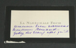 La Mar&eacute;chale Foch - Carte de visite autographe &agrave; Armand Godoy, "&eacute;mue et touch&eacute;e". La Mar&eacute;chale FOCH