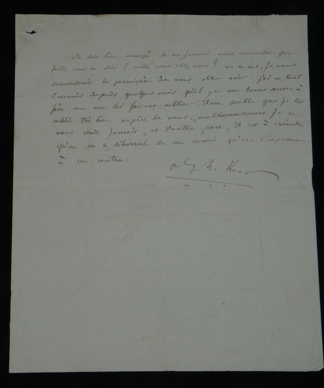 Alphonse Karr - Lettre autographe sign&eacute;e - &laquo; J'ai eu tant d'ennuis &raquo; - 1848. Alphonse Karr