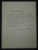 Charles VILDRAC, Po&egrave;te - LETTRE AUTOGRAPHE SIGN&Eacute;E &agrave; propos d'un article, 1 page. Charles Vildrac
