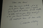 Charles VILDRAC, Po&egrave;te - LETTRE AUTOGRAPHE SIGN&Eacute;E &agrave; propos d'un article, 1 page. Charles Vildrac