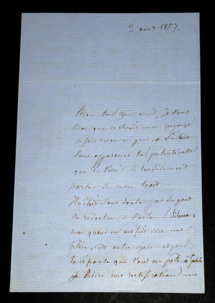 LETTRE AUTOGRAPHE SIGN&Eacute;E, 1857. DE VIGNERAL Christian (comte)