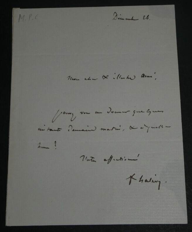 Fromental HAL&Eacute;VY, Compositeur - LETTRE AUTOGRAPHE SIGN&Eacute;E. Fromental HAL&Eacute;VY