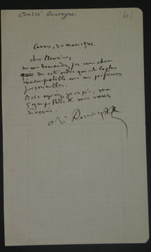 André ROUVEYRE - Lettre Autographe Signée - "préférences personnelles" - 1941. André Rouveyre