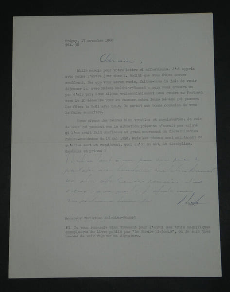 Colonel R&eacute;my - Une Lettre Sign&eacute;e de 1960 D&eacute;voile ses Pens&eacute;es sur l'Alg&eacute;rie. Colonel R&eacute;my (Gilbert Renault)