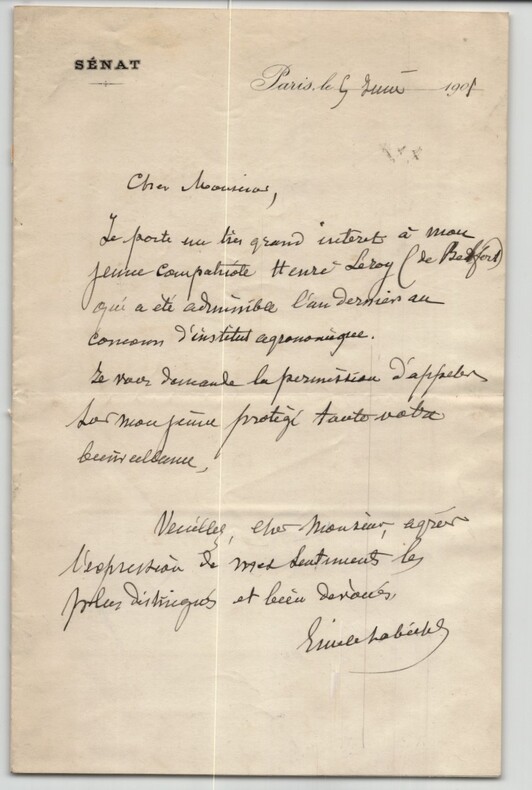 &Eacute;mile Labiche - Lettre autographe sign&eacute;e sur son jeune compatriote Henri Leroy. &Eacute;mile Labiche