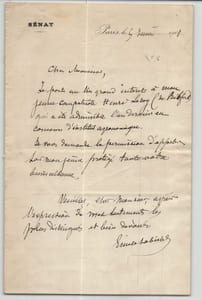 Émile Labiche - Lettre autographe signée sur son jeune compatriote Henri Leroy
