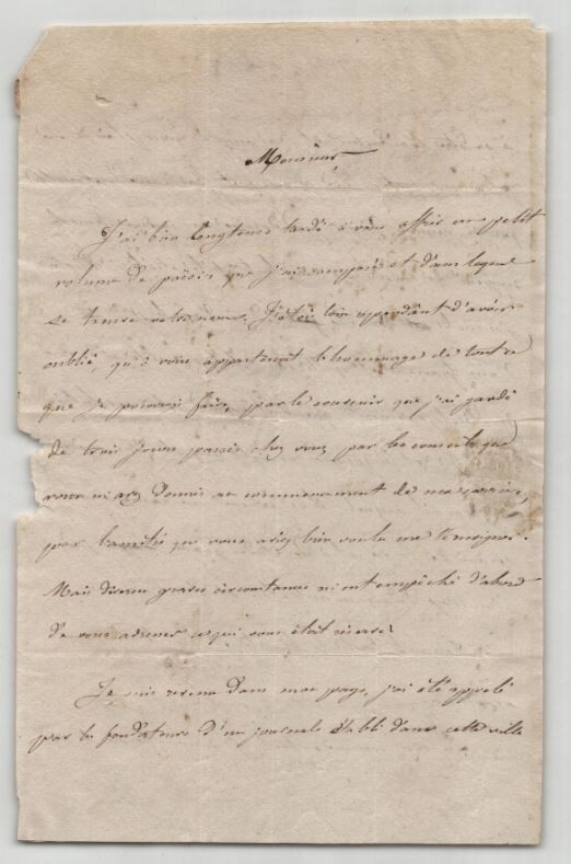 Xavier Marmier - Lettre autographe sign&eacute;e - 1831. Xavier Marmier