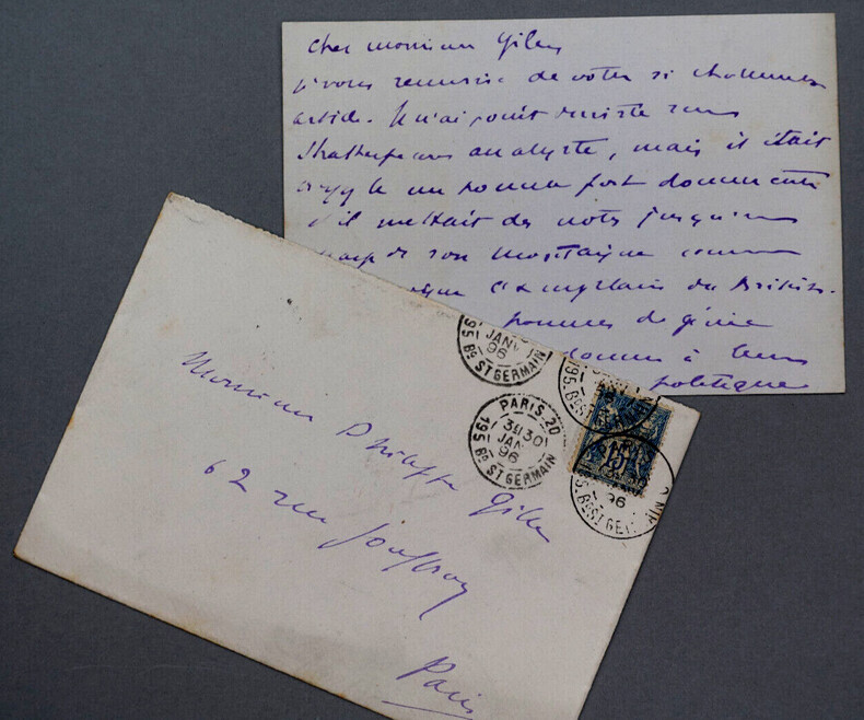 L&eacute;on DAUDET, &Eacute;crivain - CARTE-LETTRE AUTOGRAPHE SIGN&Eacute;E &Agrave; Philippe GILLE, 1896. L&eacute;on DAUDET