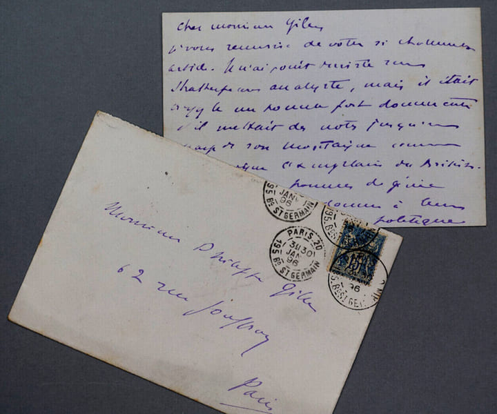 L&eacute;on DAUDET, &Eacute;crivain - CARTE-LETTRE AUTOGRAPHE SIGN&Eacute;E &Agrave; Philippe GILLE, 1896. L&eacute;on DAUDET