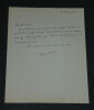 Robert ARON - Lettre autographe sign&eacute;e &agrave; Pierre LHOSTE, "Mon dernier quart d'heure", 1955. Robert ARON