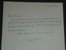 Robert ARON - Lettre autographe sign&eacute;e &agrave; Pierre LHOSTE, "Mon dernier quart d'heure", 1955. Robert ARON