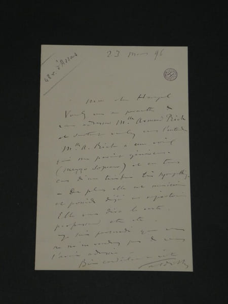 Emile Paladilhe - Lettre autographe sign&eacute;e adress&eacute;e &agrave; Heugel 1896. Emile Paladilhe