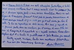 Andr&eacute; DUMAS - CARTE-LETTRE AUTOGRAPHE SIGN&Eacute;E. Andr&eacute; DUMAS