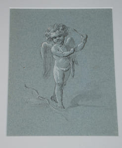 Paire de dessins originaux Philophrosyne et Cupidon - Mythologie romaine