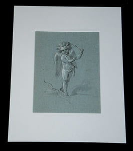 Paire de dessins originaux Philophrosyne et Cupidon - Mythologie romaine