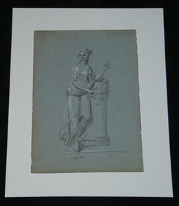 Paire de dessins originaux Philophrosyne et Cupidon - Mythologie romaine