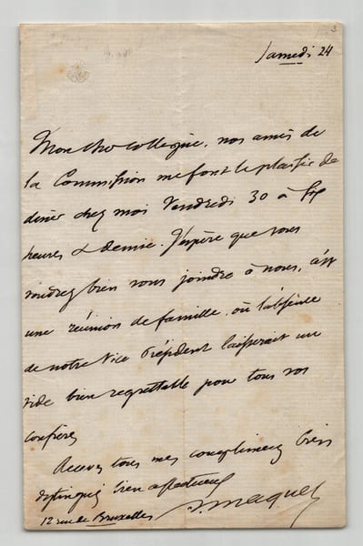 Auguste Maquet - Lettre autographe sign&eacute;e "un vide bien regrettable". Auguste Maquet