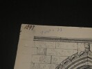 Fen&ecirc;tre d'une maison &agrave; Figeac (XIVe si&egrave;cle) - Dessin original sign&eacute;. Louis Henri Laffill&eacute;e