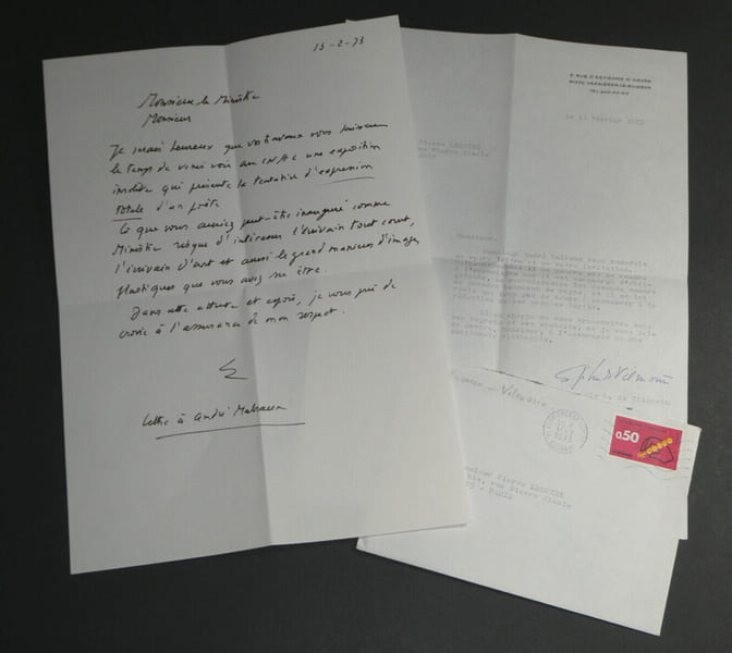 Pierre LECUIRE Lettre autographe sign&eacute;e et r&eacute;ponse sign&eacute;e de Sophie de VILMORIN - 1973. Pierre Lecuire, Sophie de Vilmorin