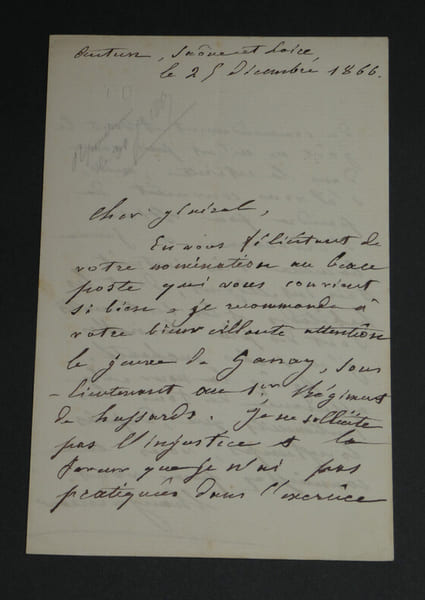 G&eacute;n&eacute;ral Nicolas CHANGARNIER - LETTRE AUTOGRAPHE SIGN&Eacute;E &Agrave; UN G&Eacute;N&Eacute;RAL - 1866. Nicolas CHANGARNIER