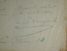 Louis DESNOYERS. Lettre autographe sign&eacute;e au Pr&eacute;sident du conseil d'administration du chemin de fer de Paris &agrave; Dieppe, 1845. Louis DESNOYERS