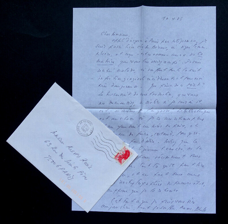 Ren&eacute; &Eacute;TIEMBLE - LETTRE AUTOGRAPHE SIGN&Eacute;E &Agrave; Arnold ROSIN, 1985. Ren&eacute; &Eacute;tiemble