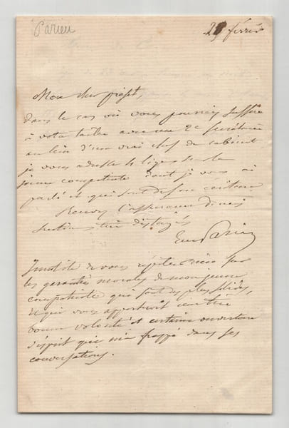 F&eacute;lix Esquirou de Parieu - Lettre autographe sign&eacute;e au pr&eacute;fet de recommandation. F&eacute;lix Esquirou de Parieu
