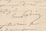 F&eacute;lix Esquirou de Parieu - Lettre autographe sign&eacute;e au pr&eacute;fet de recommandation. F&eacute;lix Esquirou de Parieu