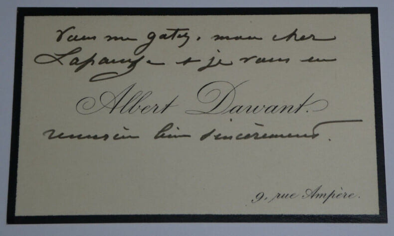 Albert DAWANT, Peintre - CARTE DE VISITE AUTOGRAPHE. Albert DAWANT