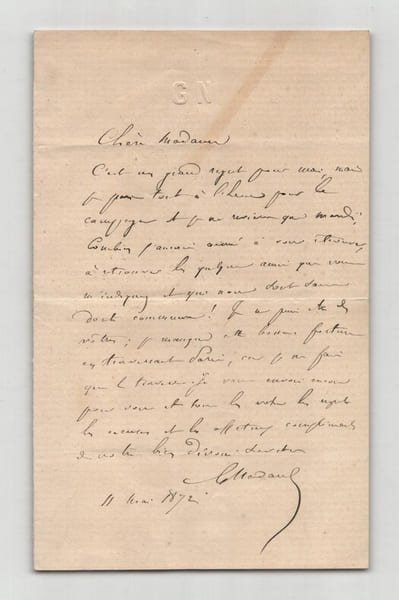 Gustave Nadaud - Lettre autographe sign&eacute;e - 1872. Gustave Nadaud
