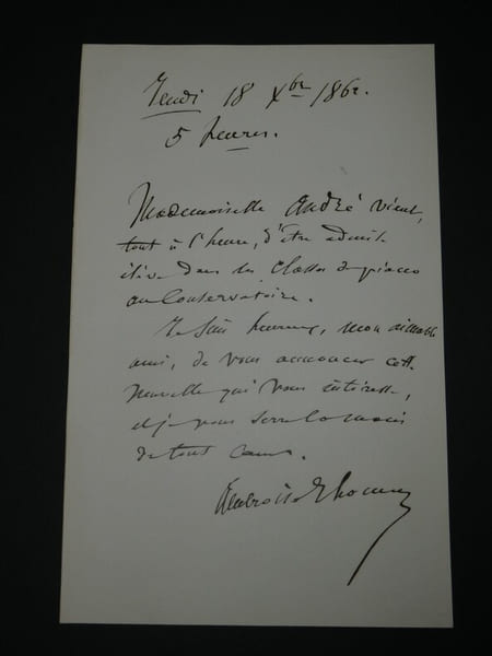 Ambroise Thomas - Lettre autographe sign&eacute;e - 1862. Ambroise Thomas