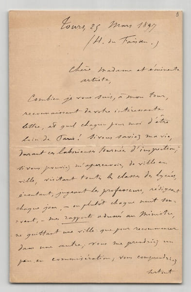 Eug&egrave;ne Manuel - Lettre autographe sign&eacute;e - Tours 1897. Eug&egrave;ne Manuel