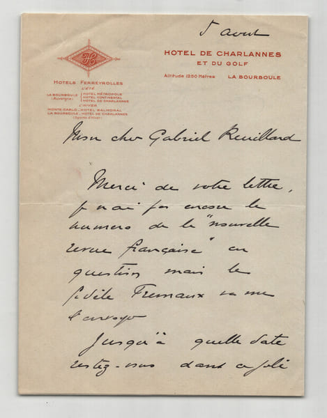Victor Boucher acteur - Lettre autographe sign&eacute;e &agrave; Gabriel Reuillard. Victor Boucher