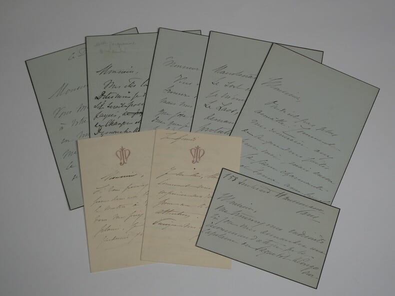 N&eacute;lie Jacquemart - Peintre - Ensemble de 8 lettres autographes sign&eacute;es. N&eacute;lie Jacquemart