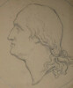 Dessin au crayon - Profil d'homme - sign&eacute; Pierre Brisset - XIX&egrave;me. Pierre Brisset