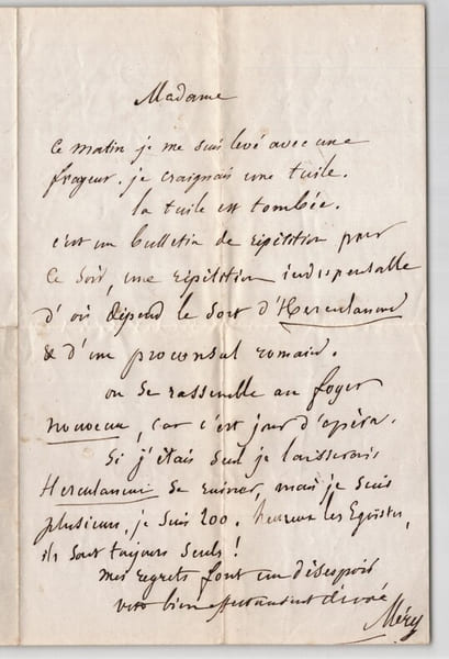 Fran&ccedil;ois Joseph M&eacute;ry - LETTRE AUTOGRAPHE SIGN&Eacute;E "Herculanum". Fran&ccedil;ois Joseph M&eacute;ry
